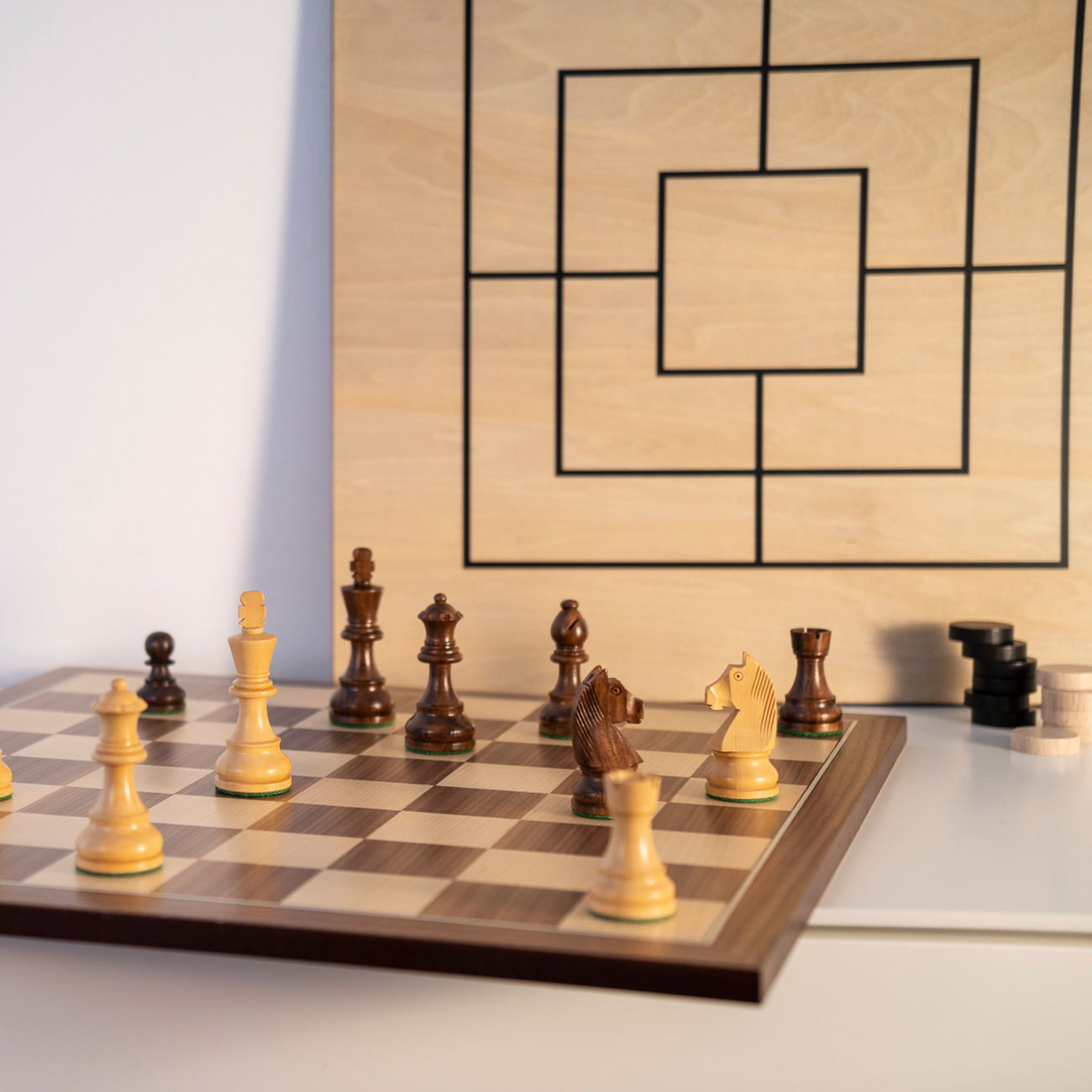 Schach/Dame/Mühle Set KH 83 mm FM 50 mm Schach/Dame/Mühle Set KH 83 mm FG 50 mm