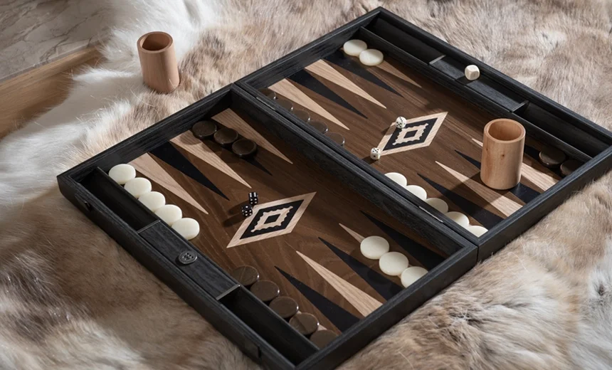 BACKGAMMON klappbar Holz Strategiespiel Brettspiel Backgammonspiel Glücksspiel 